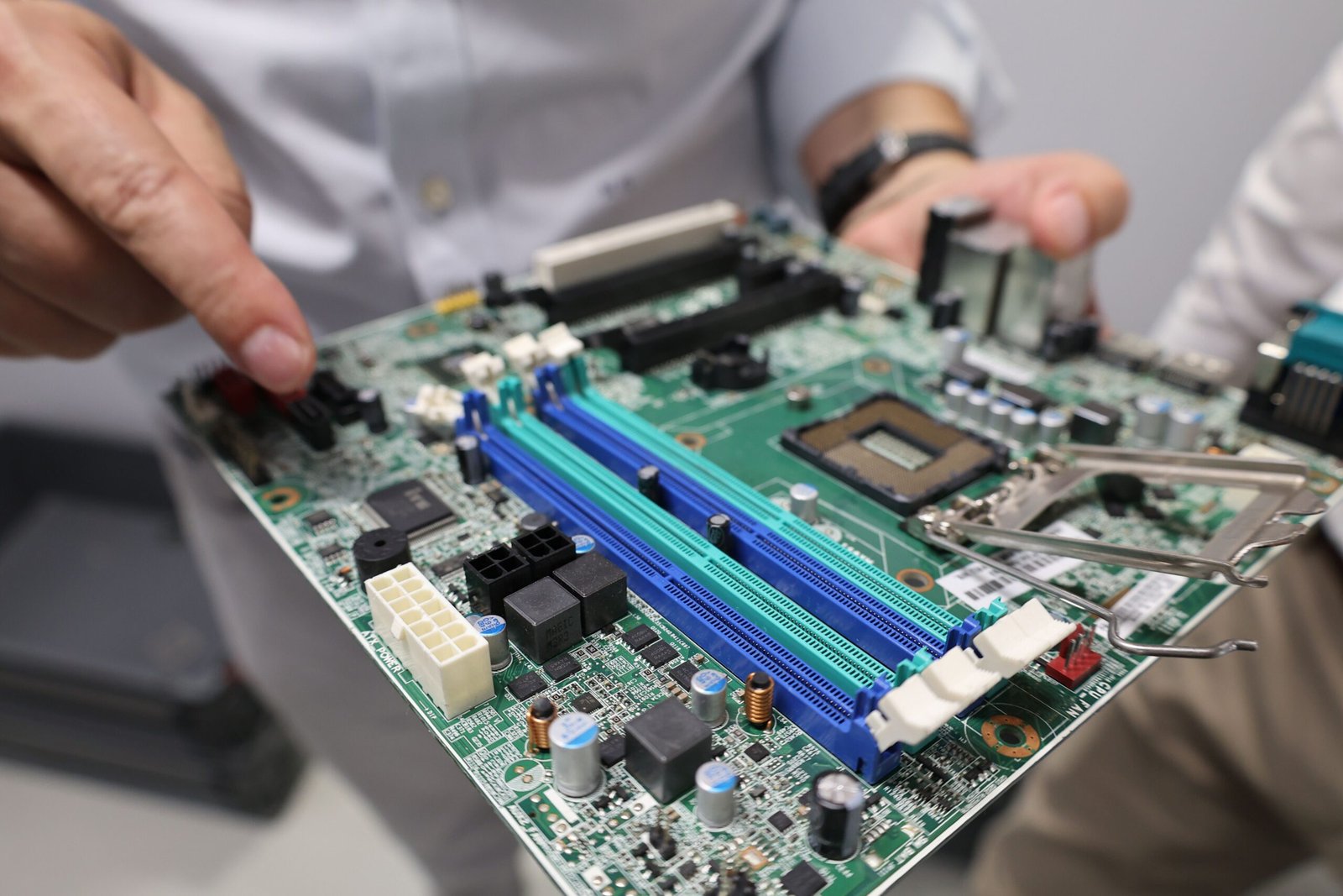 Electronic waste recycling and sustainable component sourcing visual.